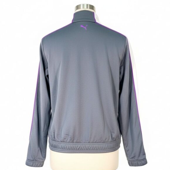 VTG 90s Y2K Puma Track Jacket Windbreaker Full Zip Gray White Purple 62200 Sz M - Picture 5 of 13